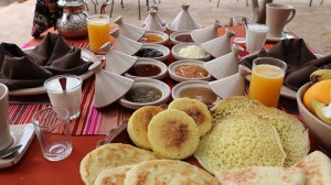 Traditional Moroccan dishes are served daily